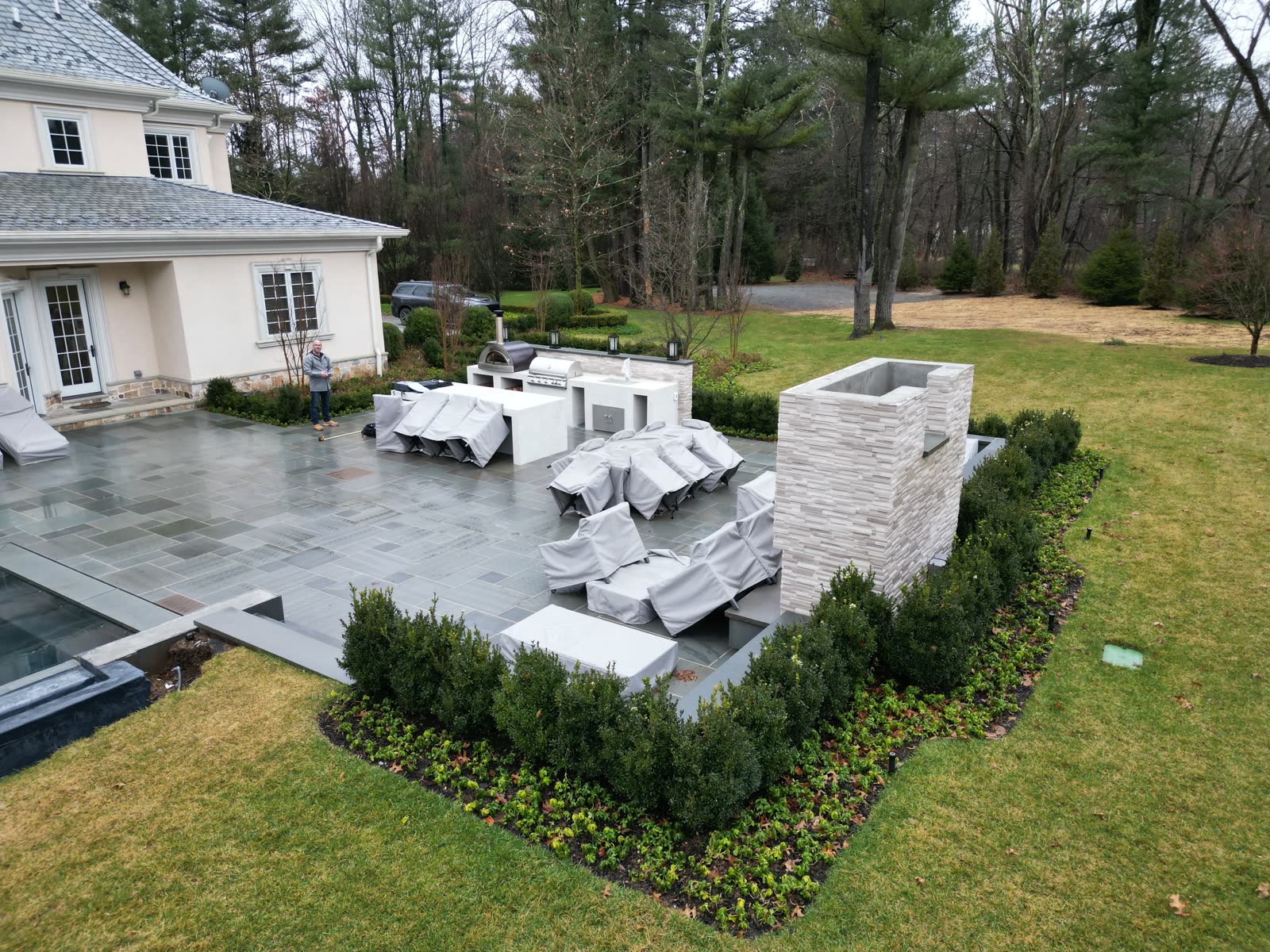 Bare patio before pergola installation